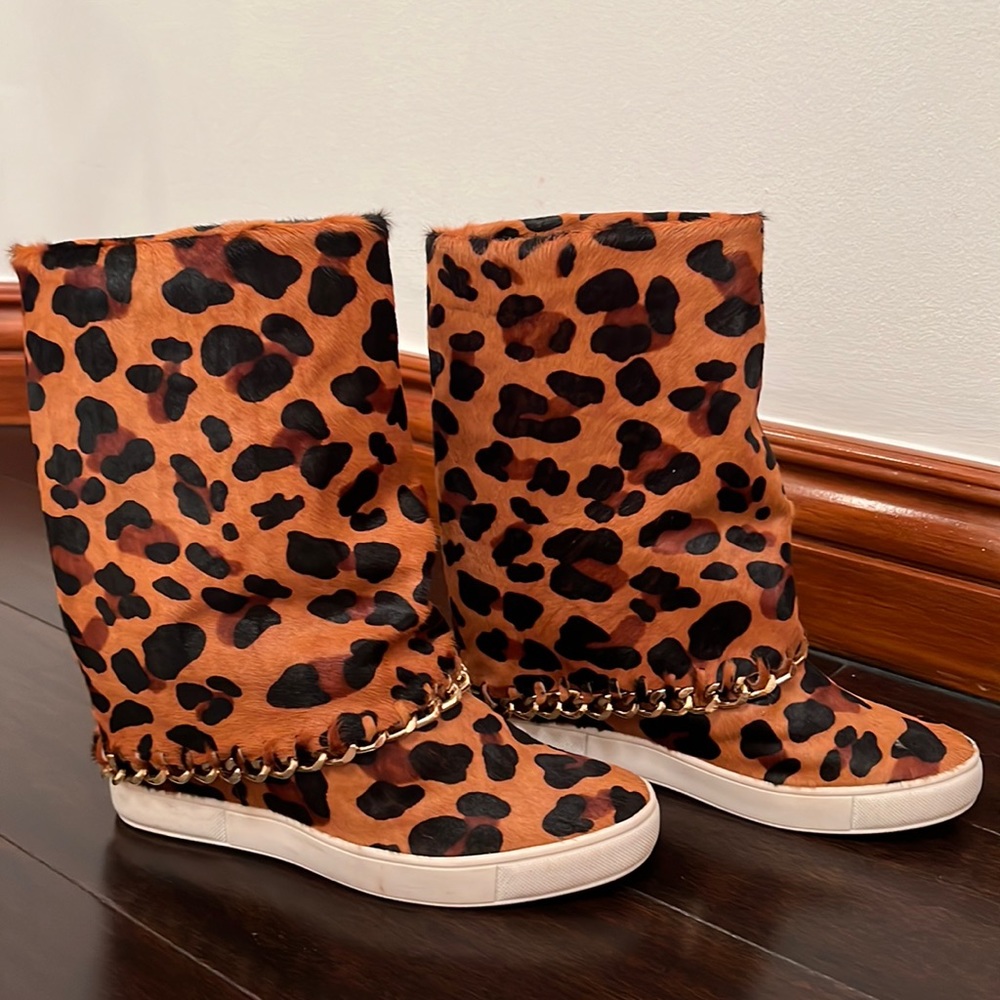 Schutz Leopard Platform Sneaker-Bootie